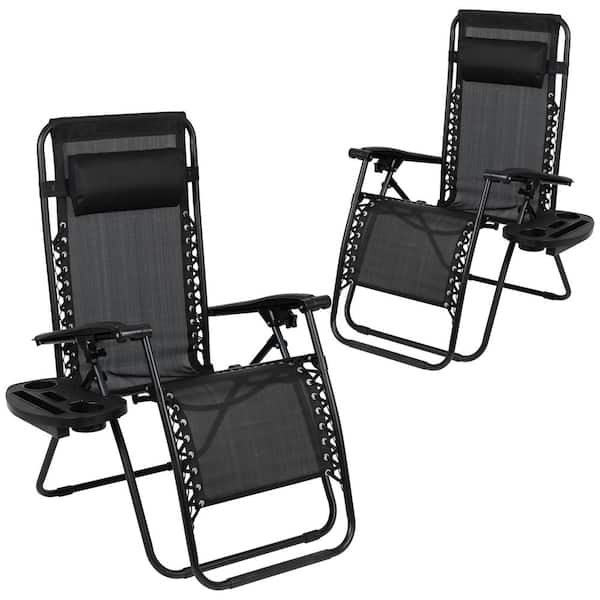 Carnegy Avenue Black Mesh and Metal Outdoor Lounge Chair (2-Pack)