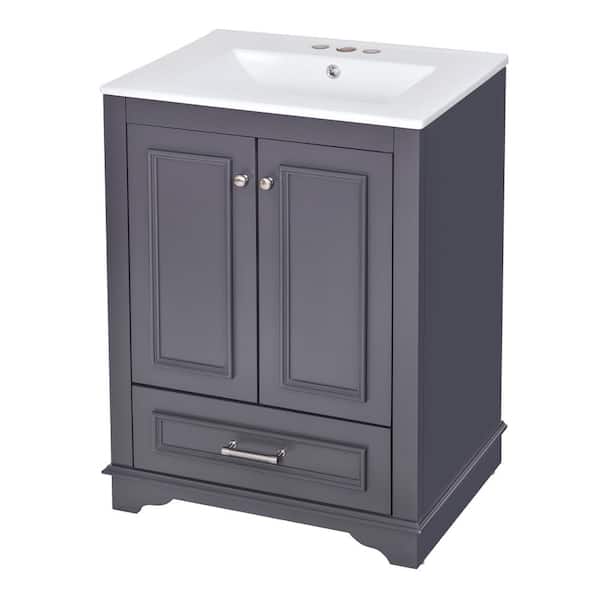 Nestfair 24.2 in. W x 18.3 in. D x 33 in. H Freestanding Bath Vanity in Blue Gray with White Ceramic Top