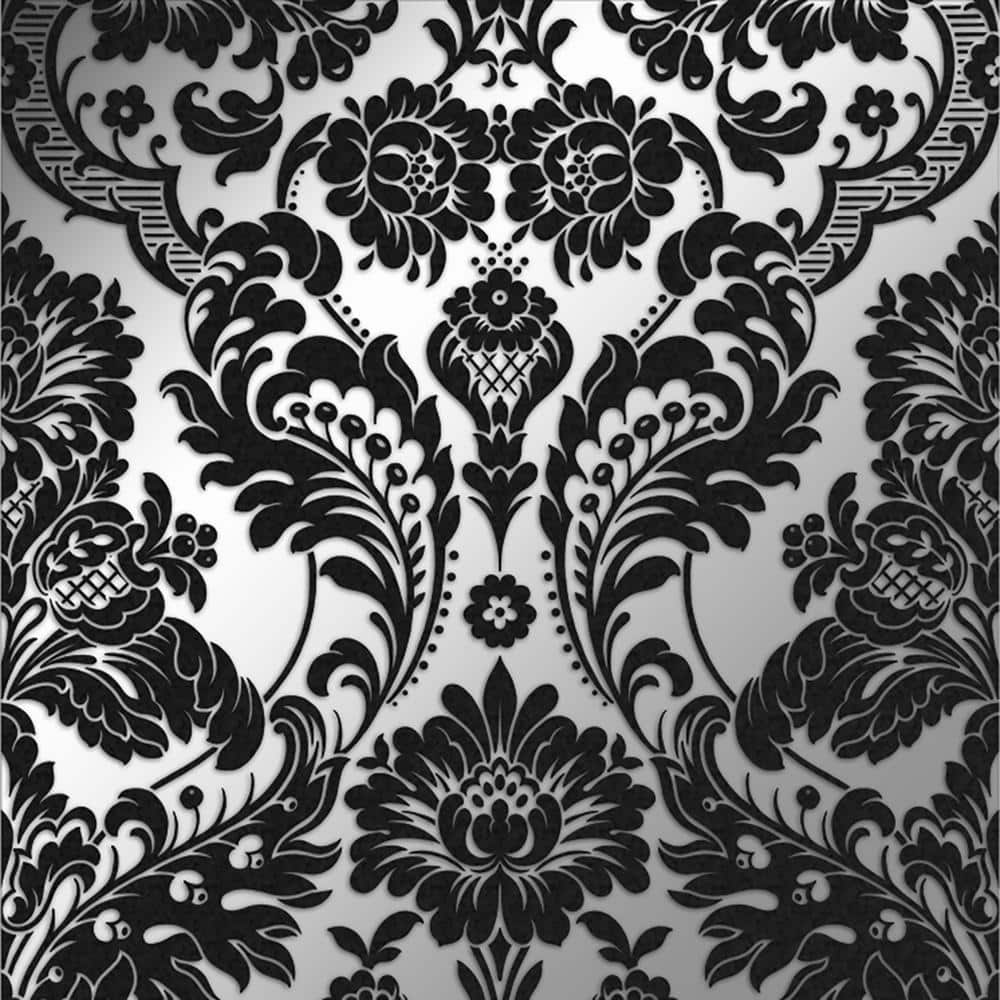 black and white and red damask wallpaper