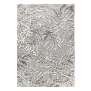 Bahama Palm Frond Floral Gray 5 ft. x 7 ft. Indoor/Outdoor Area Rug