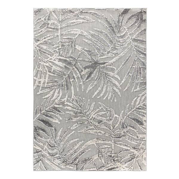 World Rug Gallery Bahama Palm Frond Floral Gray 5 ft. x 7 ft. Indoor/Outdoor Area Rug
