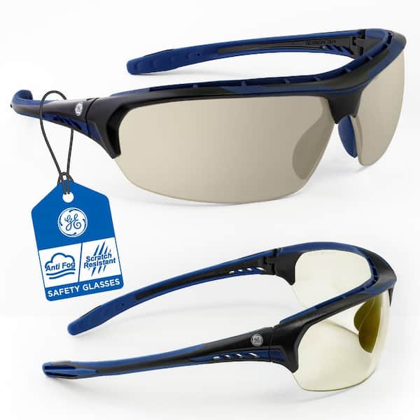 09 Series Black-Indigo/Black-Indigo Frame Safety Glasses w/ Clear Anti-Fog Lens-ANSI Certified GE109MAF