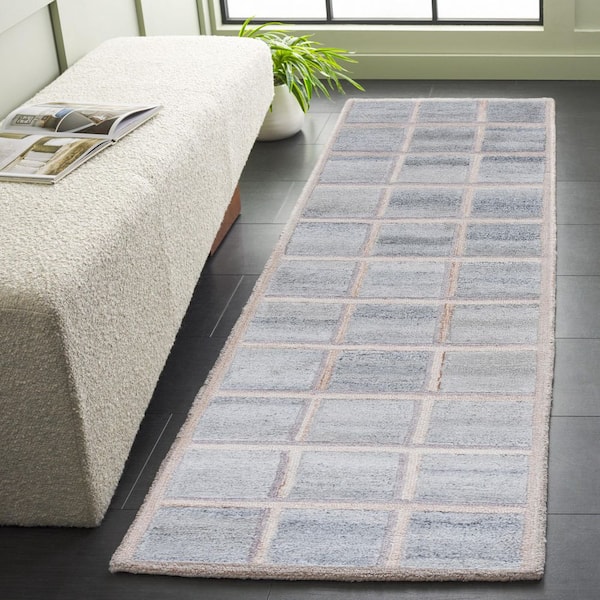 Renewal 2 ft. x 8 ft. Beige/Gray Geometric Tile Runner Rug