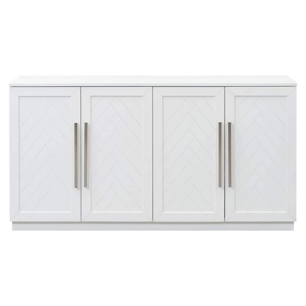 60.00 in. W x 16.00 in. D x 32.00 in. H White Linen Cabinet Sideboard ...