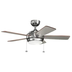 Starkk 42 in. Indoor Polished Nickel Downrod Mount Ceiling Fan with Integrated LED with Pull Chain