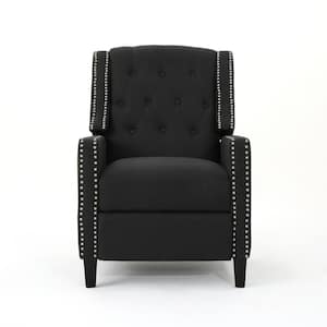Izidro Tufted Dark Charcoal Fabric Recliner with Stud Accents
