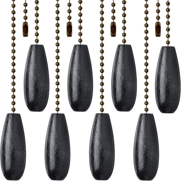 8 Pieces 13.8 in. Walnut Wooden Ceiling Fan Pull Chains with Connector Extender for Light Lamp Fan