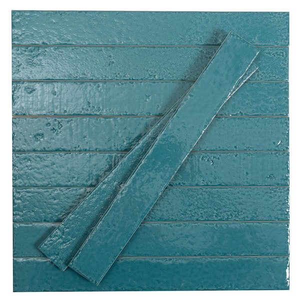 Apollo Tile Valenza 2 in. x 16 in. Glossy Tropical Teal Ceramic
