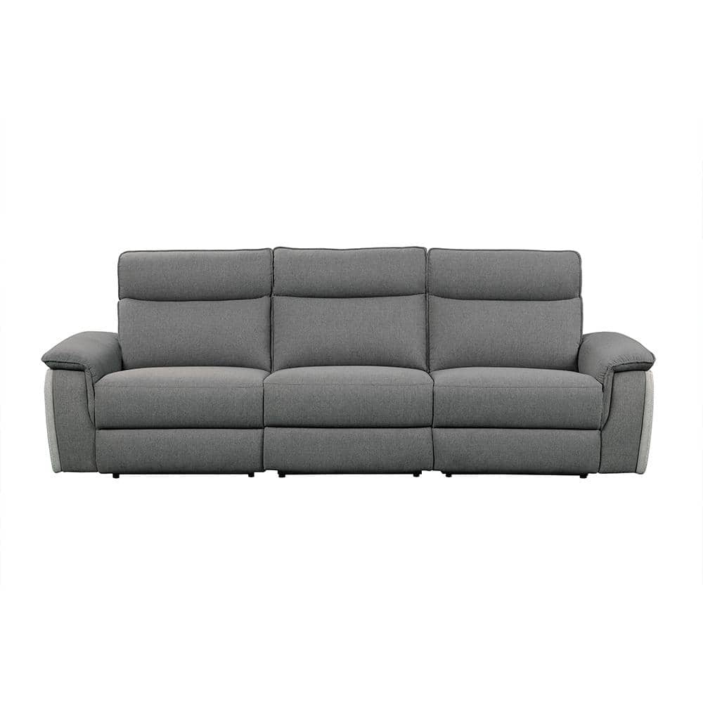 Verkin 110 in. W Straight Arm Textured Fabric Rectangle Power Double Reclin