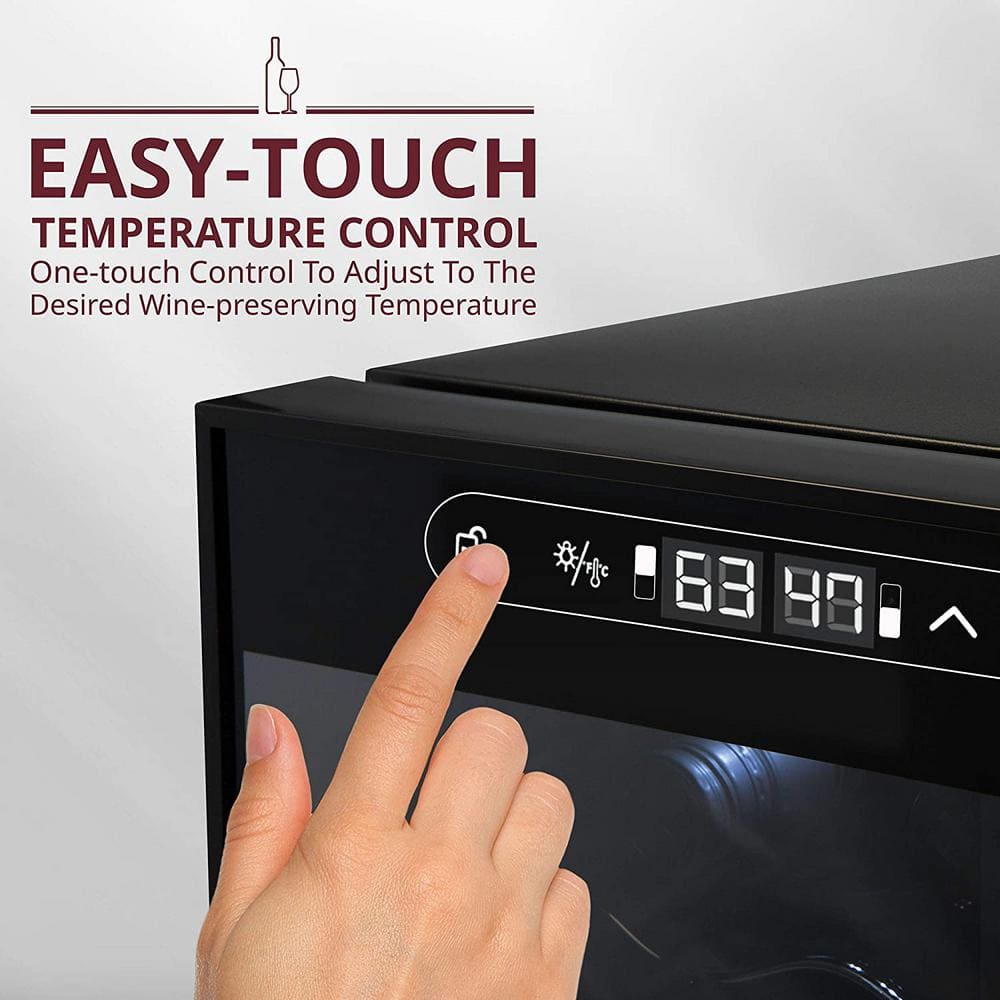 Black Dual Zone Freestanding Wine Cooler with Interior Lighting