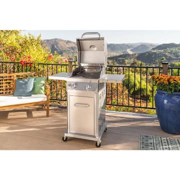 Nexgrill 2 Burner Stainless Steel Propane Gas Grill with Folding Side Shelves 720-0864RH