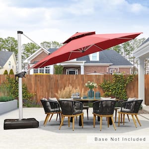 13 ft. Octagon Aluminum Patio Cantilever Umbrella for Garden Deck Backyard Pool in Terra with Beige Cover