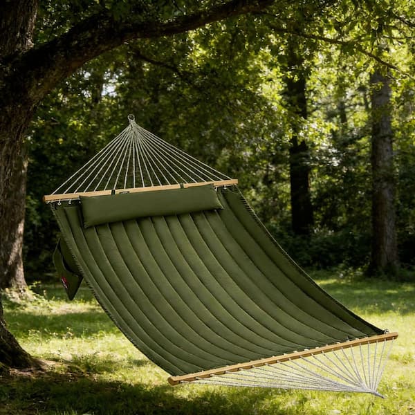 14 ft. Portable Hammock Bed Hammock with Hardwood Spreader Bars in