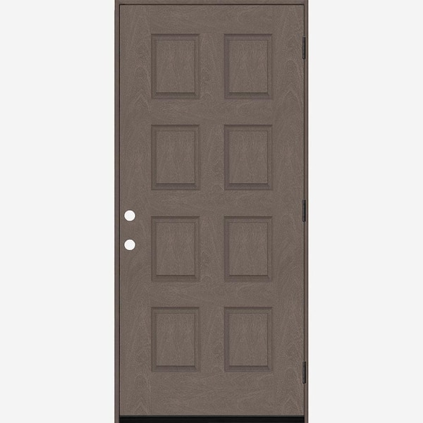 Steves & Sons Regency 32 in. x 80 in. 8-Panel LHOS Ashwood Stain Mahogany Fiberglass Prehung Front Door