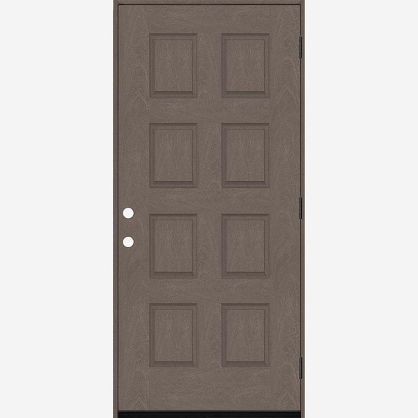 Regency 36 in. x 80 in. 8-Panel LHOS Ashwood Stain Mahogany Fiberglass Prehung Front Door