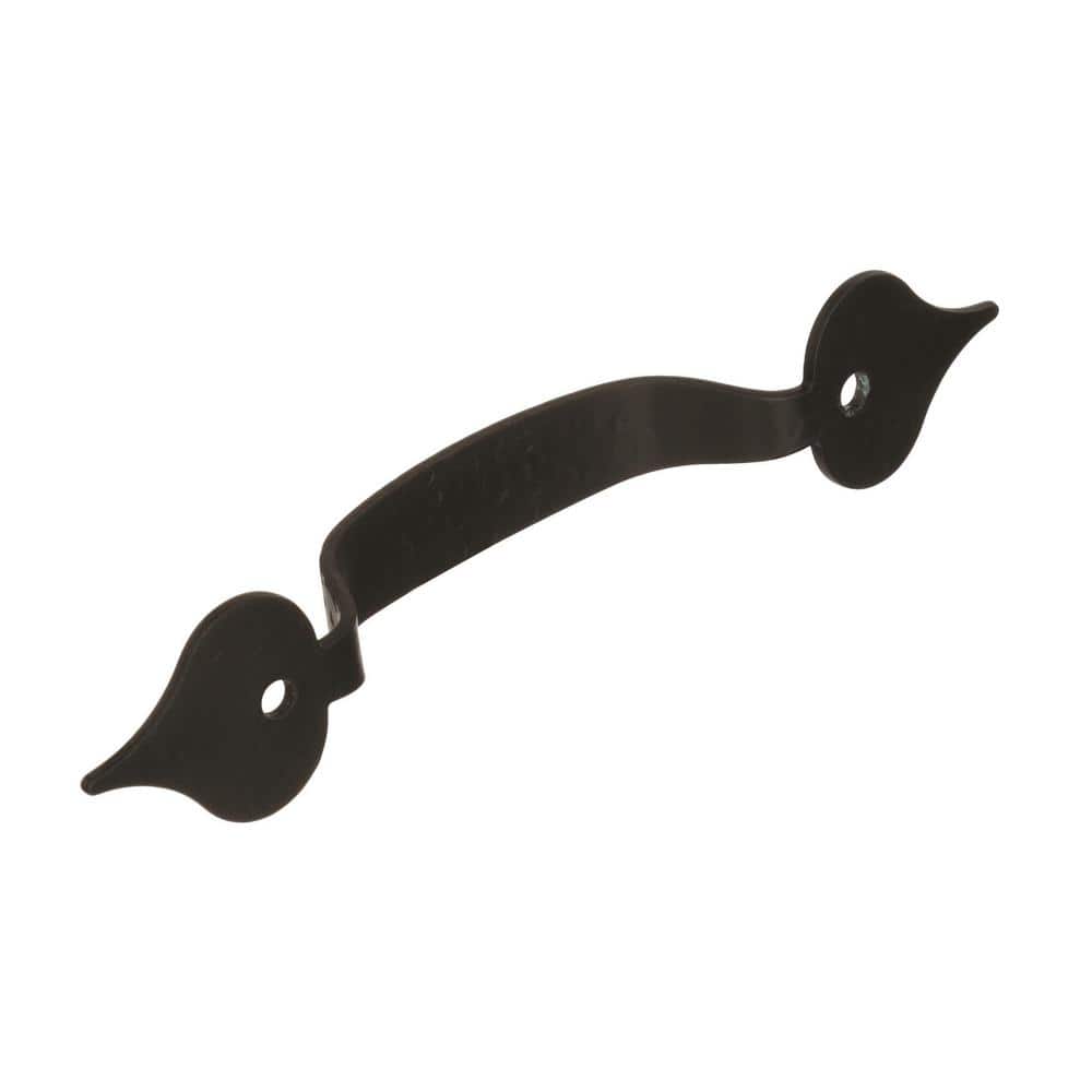 Colonial Black Steel Cabinet Pull with Mounting Hardware