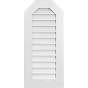 18 in. x 40 in. Octagonal Top Surface Mount PVC Gable Vent: Decorative with Standard Frame