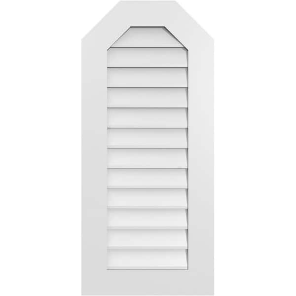 Ekena Millwork 18 in. x 40 in. Octagonal Top Surface Mount PVC Gable Vent: Decorative with Standard Frame