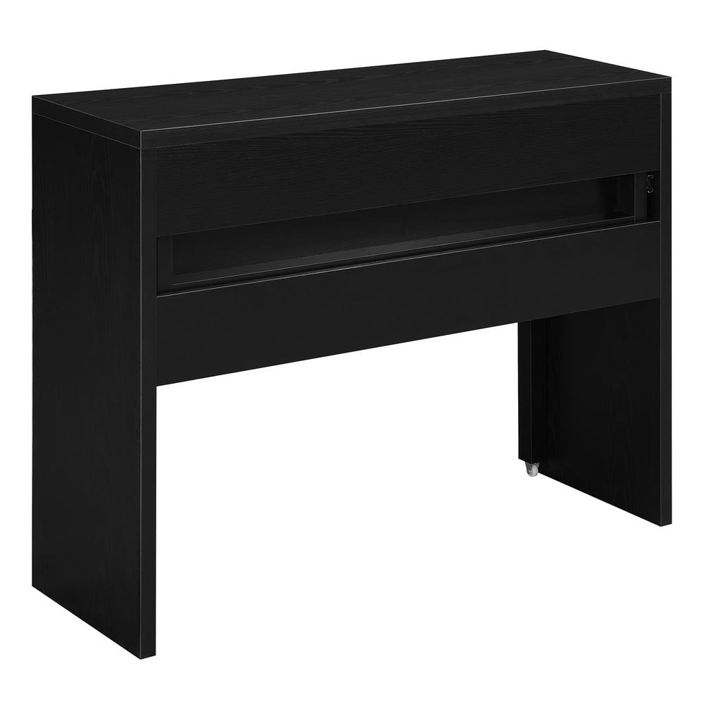 Modern Black Expandable Console/Desk with Sliding Drawer and Riser