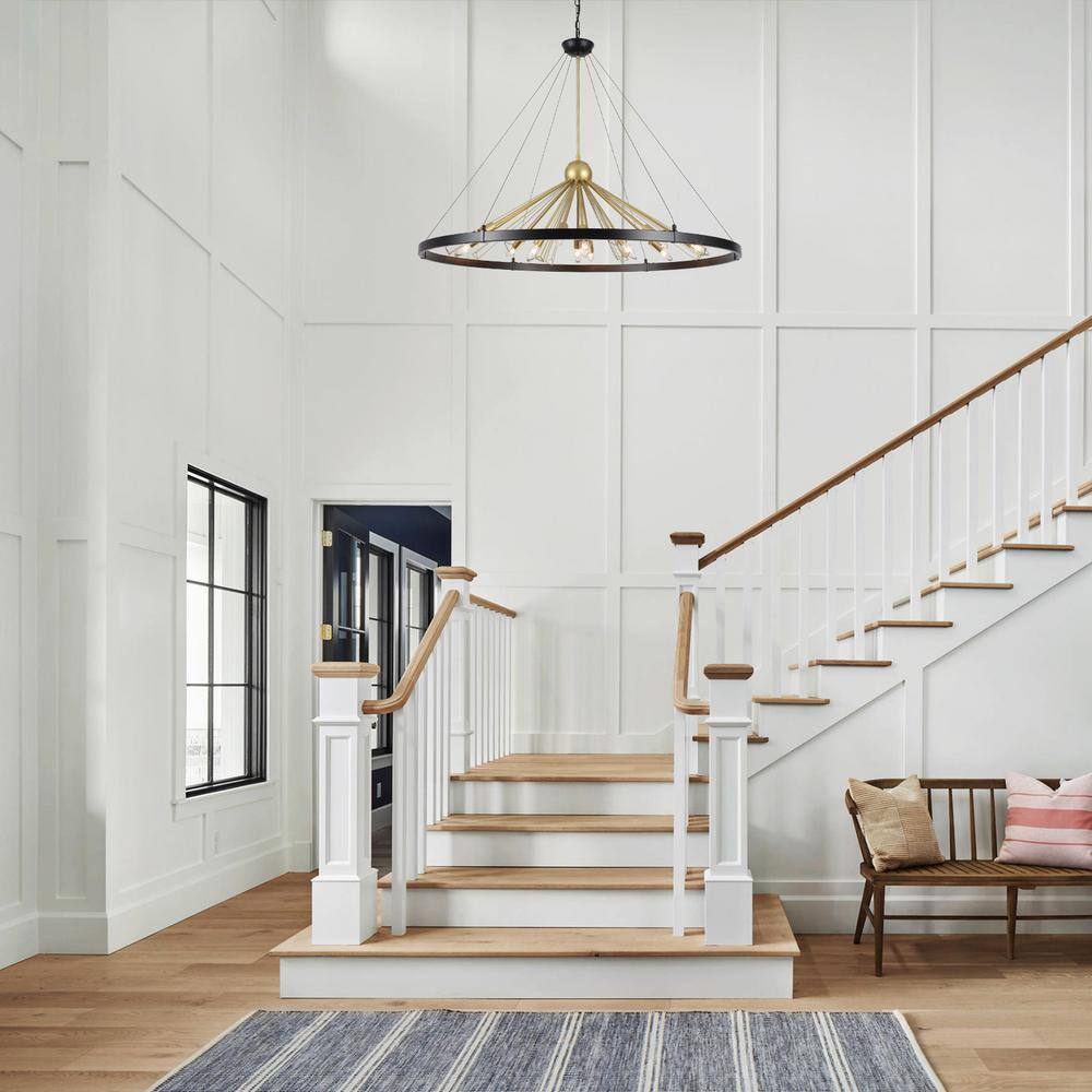 Kinzah 12 - Light Dimmable Wagon Wheel Chandelier