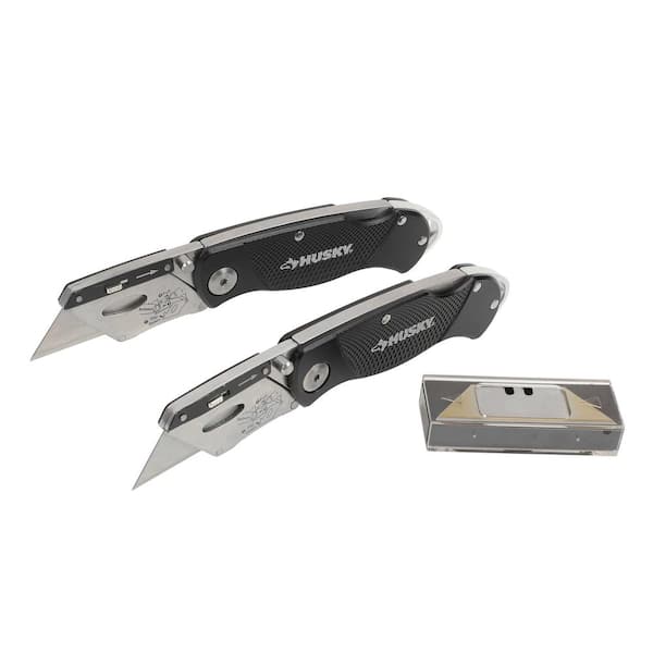 Husky Folding Lock Back Utility Knife Set (2-Piece)