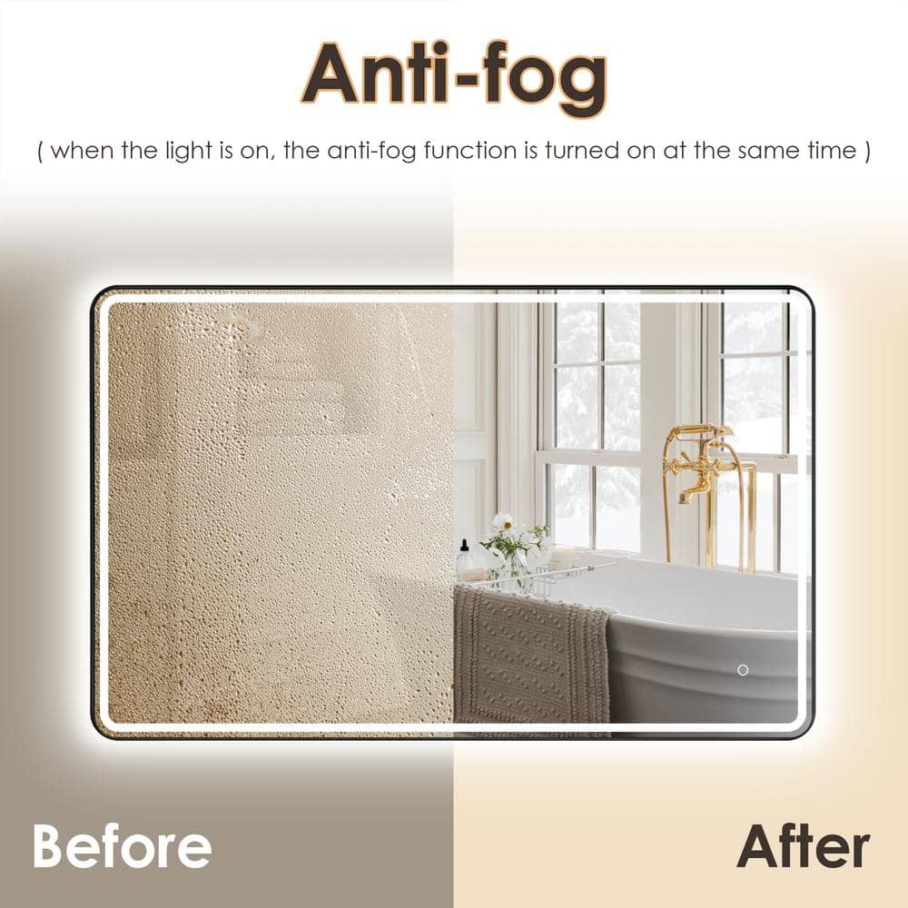 Viaggi 48" Silver and Gold LED Lighted Bathroom Vanity Mirror