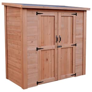 6 ft. x 3 ft. Cedar Wooden Heavy-Duty Lean-To Storage Shed with Double Doors and Modern Pent Roof (18 sq. ft.)
