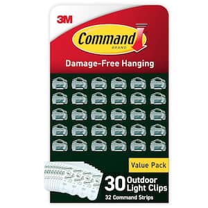 Clear Outdoor Light Clips (30 Clips, 32 Command Strips)