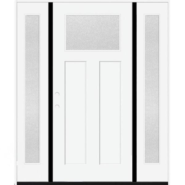Palisade 68 x 80 in. 1/4Top Microgranite Impact Glass RHIS Unfinished Fiberglass Prehung Front Door w/2-14 in. SL 4-9/16