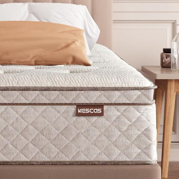 Kescas Full Medium Comfort Memory Foam Hybrid Innerspring Pocketed Spring Euro Top 10 in. Mattress