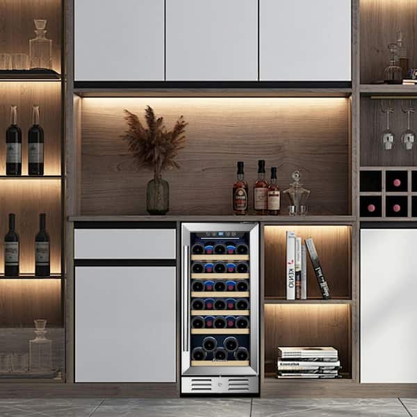 15 in. Built-In 30-Bottle Single Zone Wine Cooler Compressor
