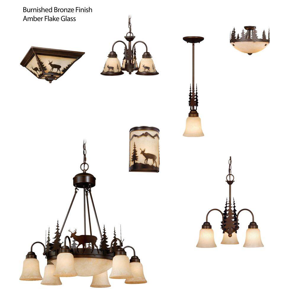 Rustic Deer Silhouette 9-Light Chandelier in Burnished Bronze