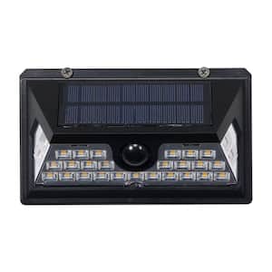 7-Watt Equivalent Incandescent Integrated LED Black Linkable Motion Activated Solar Wall-Pack Light, 800 Lumens