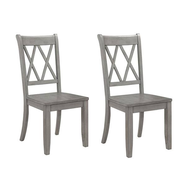 Wateday Gray Wood Dining Chairs Side Chair (Set of 2) YJYUKI9596772