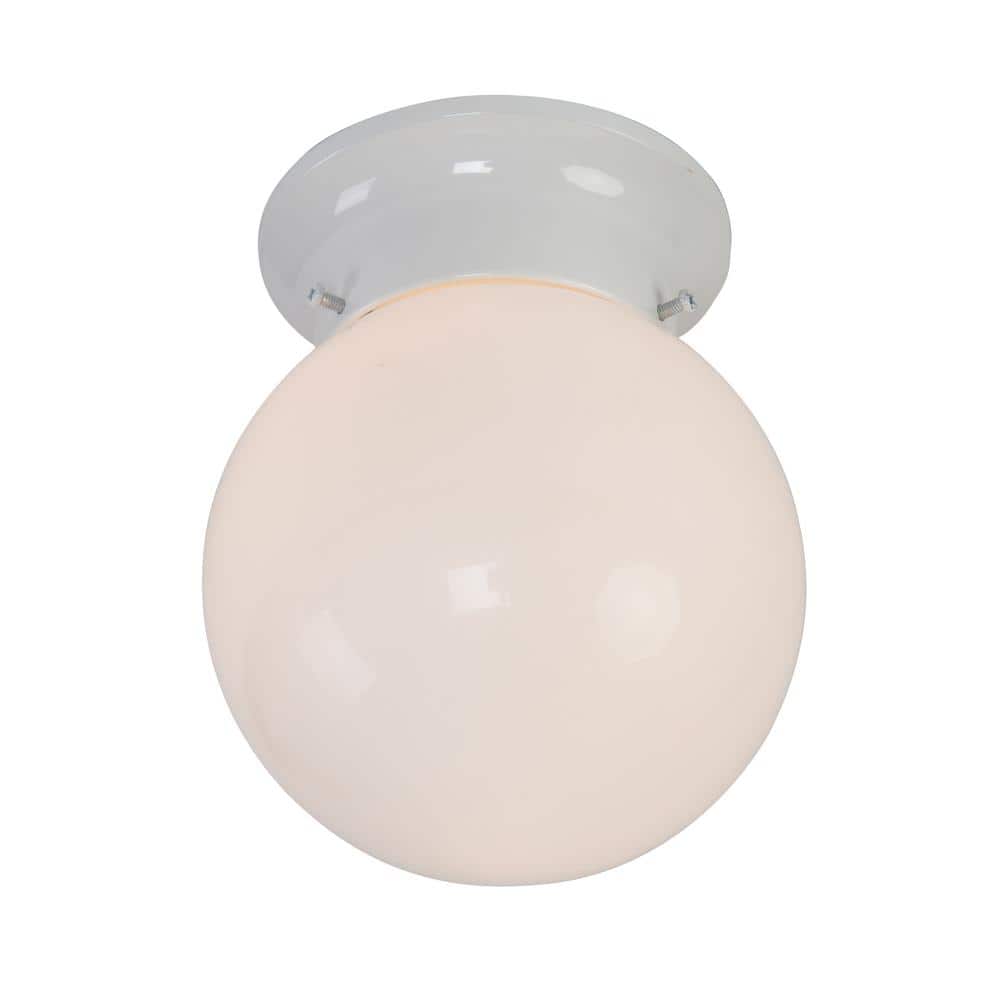 White Glass Globe Flush Mount Light Fixture