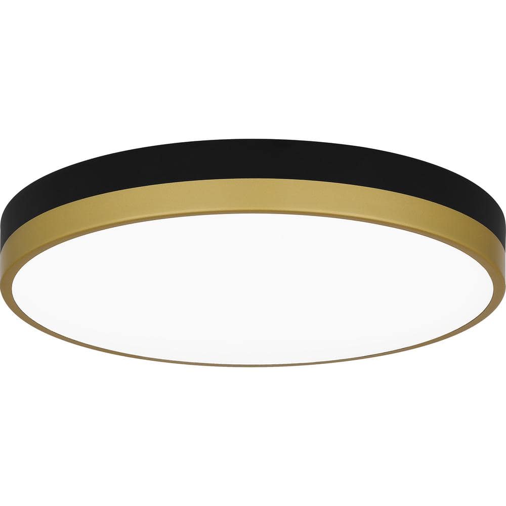 Matte Black and Gold Round LED Flush Mount Ceiling Light