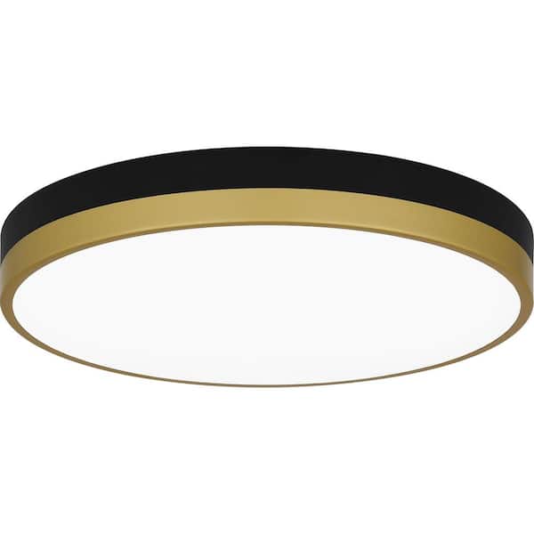 Quoizel Weldin 15 in. Matte Black Gold LED Flush Mount