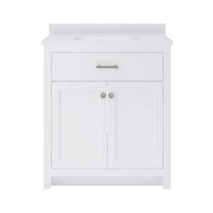 Reese 31 in. W x 19 in. D x 38 in. H Single Sink Bath Vanity in White with White Cultured Marble Top.