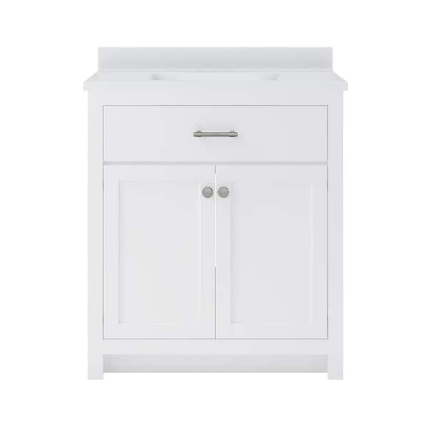 Reese 31 in. W x 19 in. D x 38 in. H Single Sink Bath Vanity in White with White Cultured Marble Top.