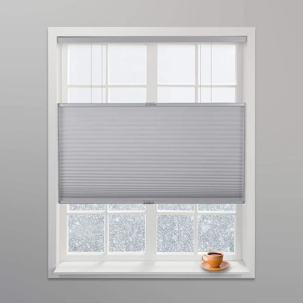 No Tools Easy Install Cordless Cellular Shades Horizontal Window Blinds,  Light Filtering Pleated Shades (4 packs)- Gray