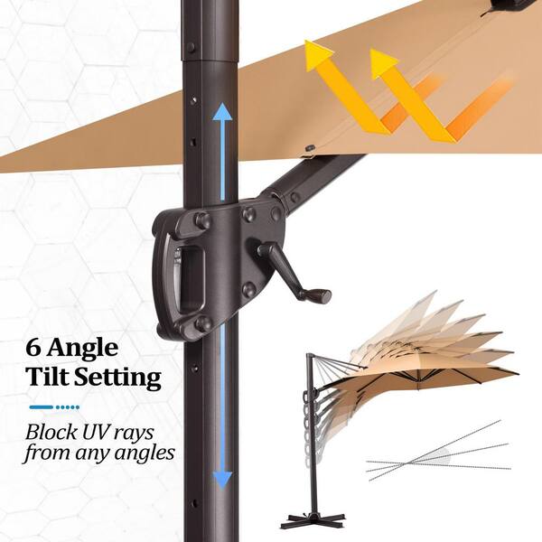 10ft Square Cantilever Umbrella With Base Wheels Proshade