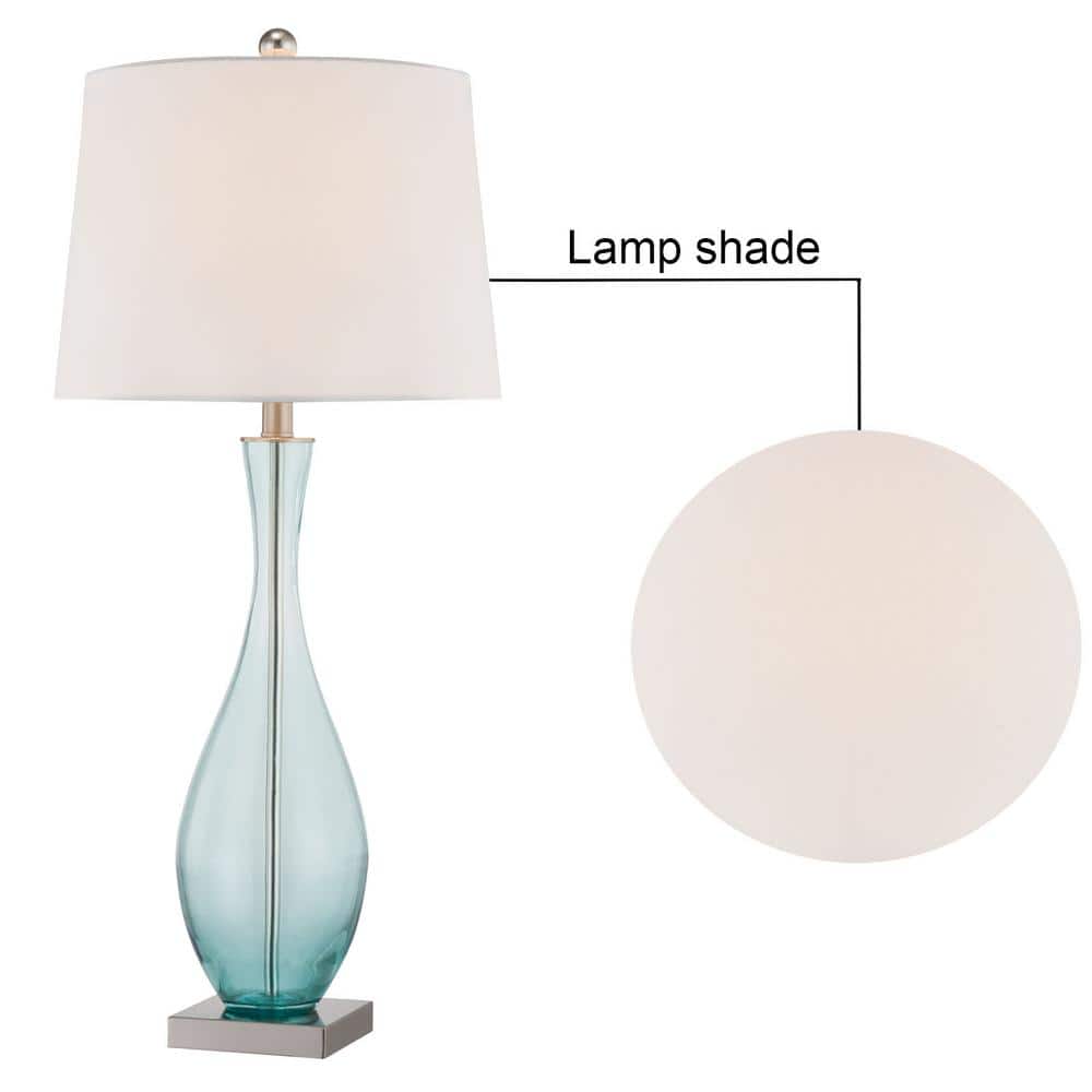 Aqua Glass and White Linen 31" Table Lamp Set