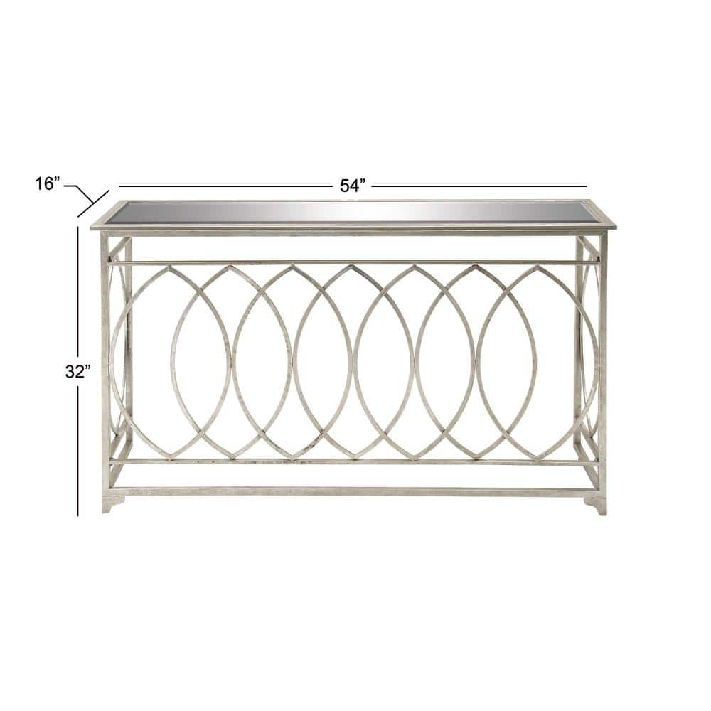 Silver Metal and Glass Geometric Console Table