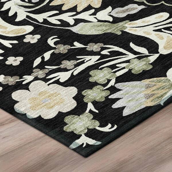Chantille Machine Washable Indoor/Outdoor Abstract ACN3049 Black 3 ft. x 4 ft. Area Rug