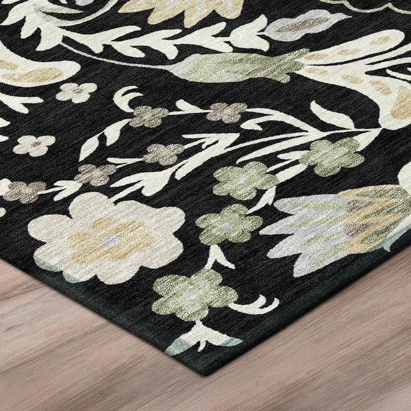 Chantille Machine Washable Indoor/Outdoor Abstract ACN3049 Black 8 ft. x 10 ft. Area Rug