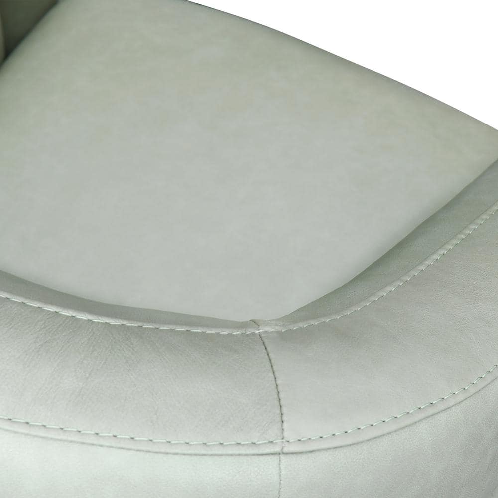 Mint Green Leather Swivel Accent Chair with Wood Base