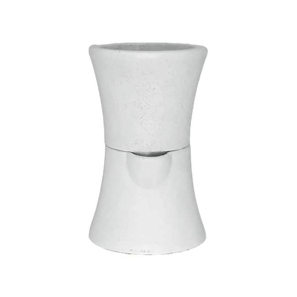 MPG 5 in. dia x 8 in. H 2-Piece Stone Plain Vase Self Watering Decorative Pot in NDT Medium White