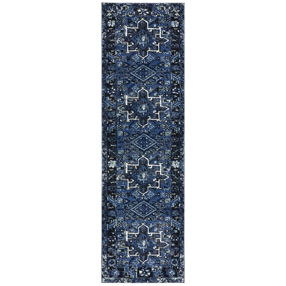 Vintage Hamadan Blue/Gray 2 ft. x 8 ft. Floral Border Runner Rug price history on PriceWatchPro