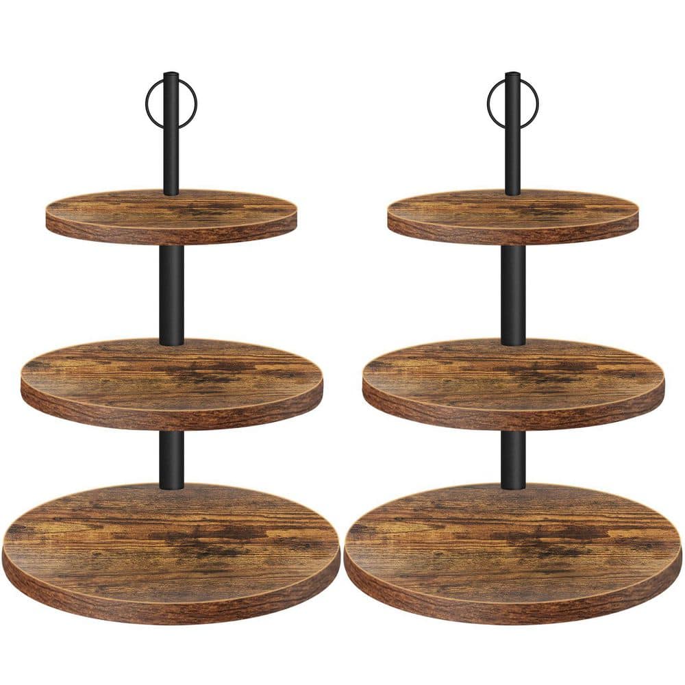 Brown Wooden Cupcake Stand, 3-Tier Cake Stand, Dessert Table Display Set, Multi-Tier Tray Stand - 2-Piece Set price history on PriceWatchPro
