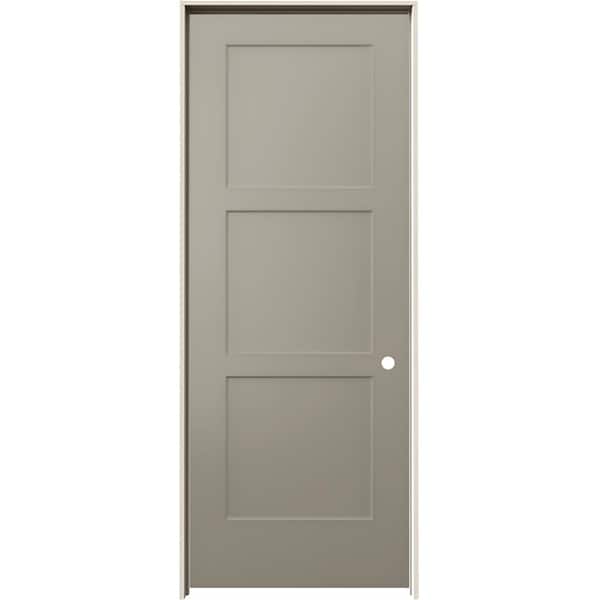 JELD-WEN 32 in. x 80 in. Birkdale Desert Sand Paint Left-Hand Smooth Solid Core Molded Composite Single Prehung Interior Door